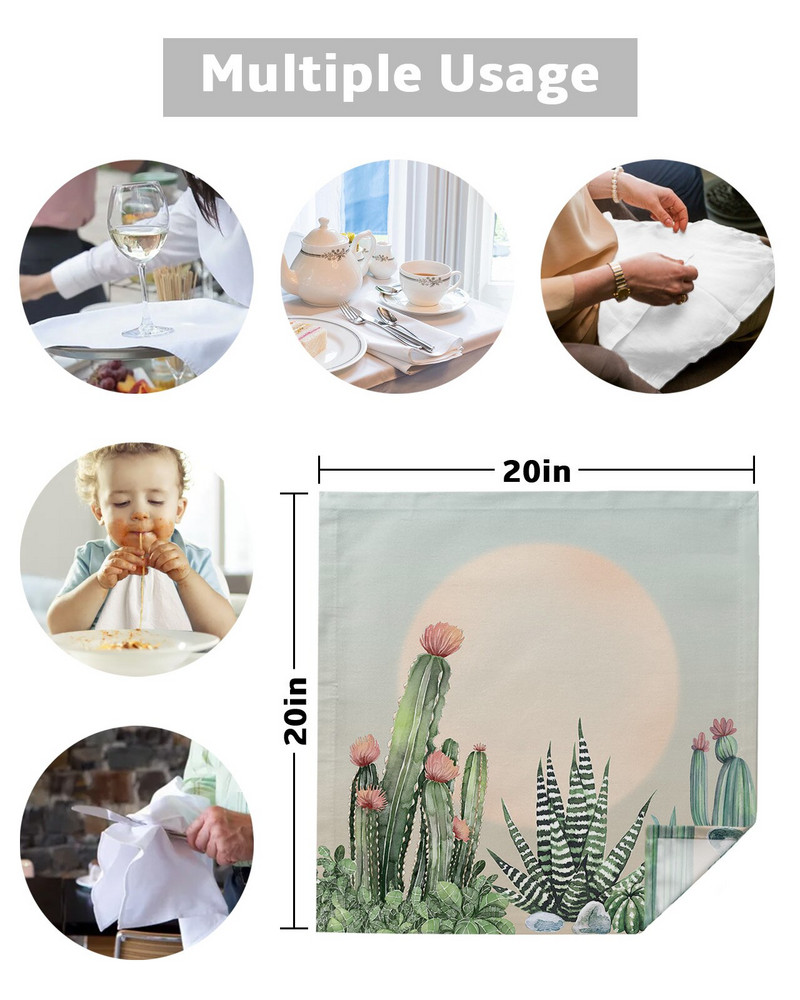 Tropical Plant Cactus Sun 4/6/8vnt Stalo servetėlės Restoranas Vakarienė Vestuvės Banketas Dekoras Audiniai Servetėlės Reikmenys Vakarėlio dekoravimas