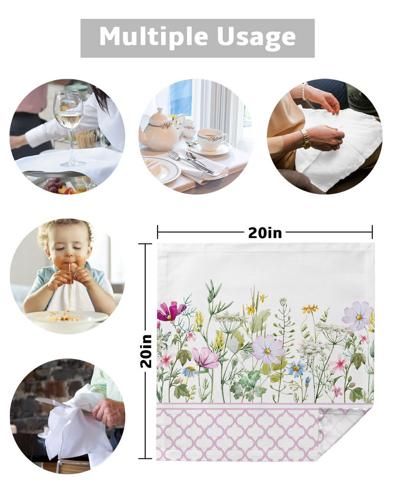 Roz Maroc Floare de primăvară Vanilie 4/6/8buc Șervețele de bucătărie 50x50cm Șervețele de masă Vase de servire Produse textile pentru casă