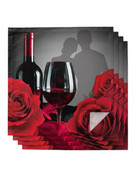 Valentin-napi rózsavirág vörösboros asztali szalvéta esküvőre