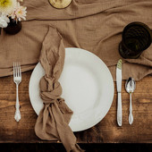 Șervețel vopsit manual de pământ Servețel din tifon galben Șervețel rupt de mână Nuntă în aer liber Decor de masă Iubito Boho Nuntă Boemă