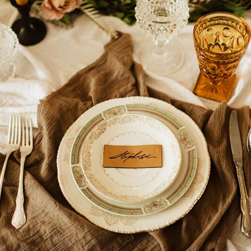 Șervețel vopsit manual de pământ Servețel din tifon galben Șervețel rupt de mână Nuntă în aer liber Decor de masă Iubito Boho Nuntă Boemă