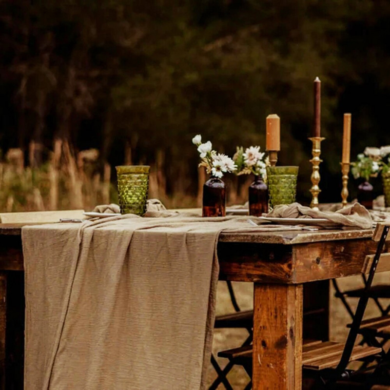 Șervețel vopsit manual de pământ Servețel din tifon galben Șervețel rupt de mână Nuntă în aer liber Decor de masă Iubito Boho Nuntă Boemă