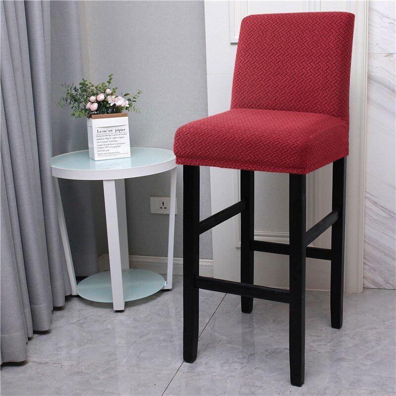 Husă pentru scaun de bar din lână polară Husă pentru scaun cu spate scurt pentru sufragerie Banchete Cafenea Protectie pentru scaune decorative din jacquard