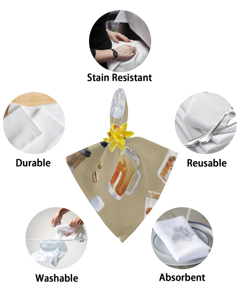 Kávéscsésze Kávébab Asztali szalvéta törlőkészlet Esküvői Party Szalvéta Zsebkendő Étterem kellékek Karácsonyi szalvéták