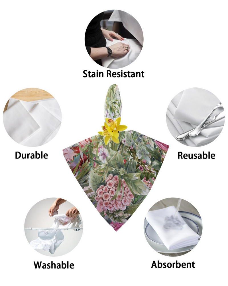 Rózsavirág Absztrakt asztali szalvéta kendőkészlet Esküvői party szalvéta zsebkendő Étterem kellékek karácsonyi szalvéták