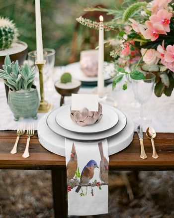 Animal Bird Twig Leaves Επιτραπέζιο σετ υφασμάτινο σετ χαρτοπετσέτας για πάρτι Τραπέζι γάμου Τραπεζοπετσέτες για δείπνο κουζίνας