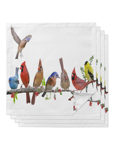 Animal Bird Twig Leaves Επιτραπέζιο σετ υφασμάτινο σετ χαρτοπετσέτας για πάρτι Τραπέζι γάμου Τραπεζοπετσέτες για δείπνο κουζίνας