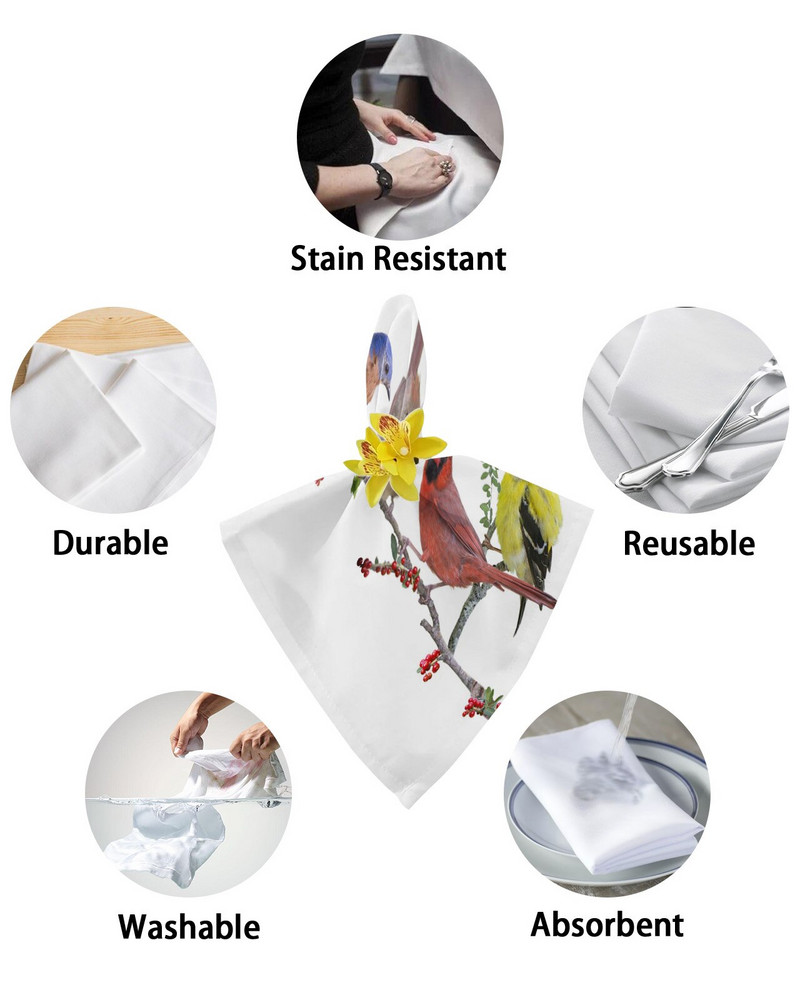 Gyvūnų paukščių šakelių lapai Stalo servetėlių rinkinio Servetėlė vakarėliui Vestuvių staltiesė Virtuvės vakarienės servetėlės