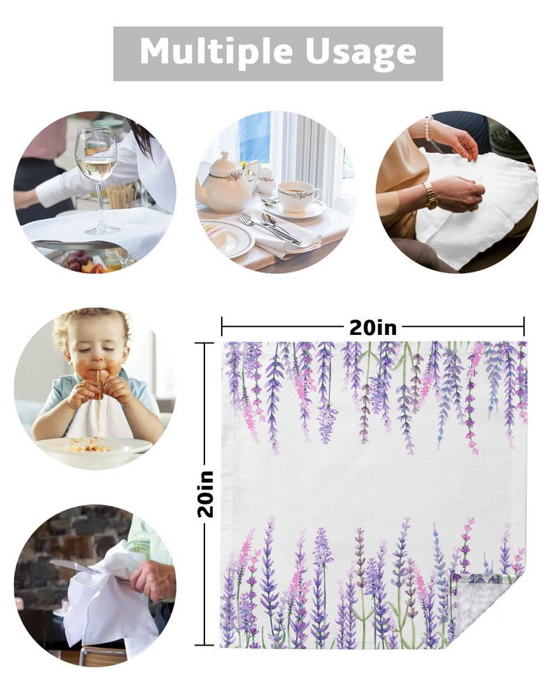Plantă Violet Lavandă Acuarelă Floră Set de pânză Servețel de masă Servețele pentru petrecere de nuntă Rechizite pentru restaurant Servețele de Crăciun