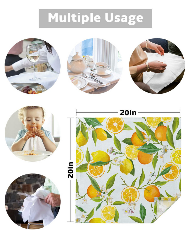 Citrinų žiedų lapų vaisių stalo servetėlių audinio rinkinys Vestuvių vakarėlis Servetėlė Nosinaitė Restorano reikmenys Kalėdinės servetėlės