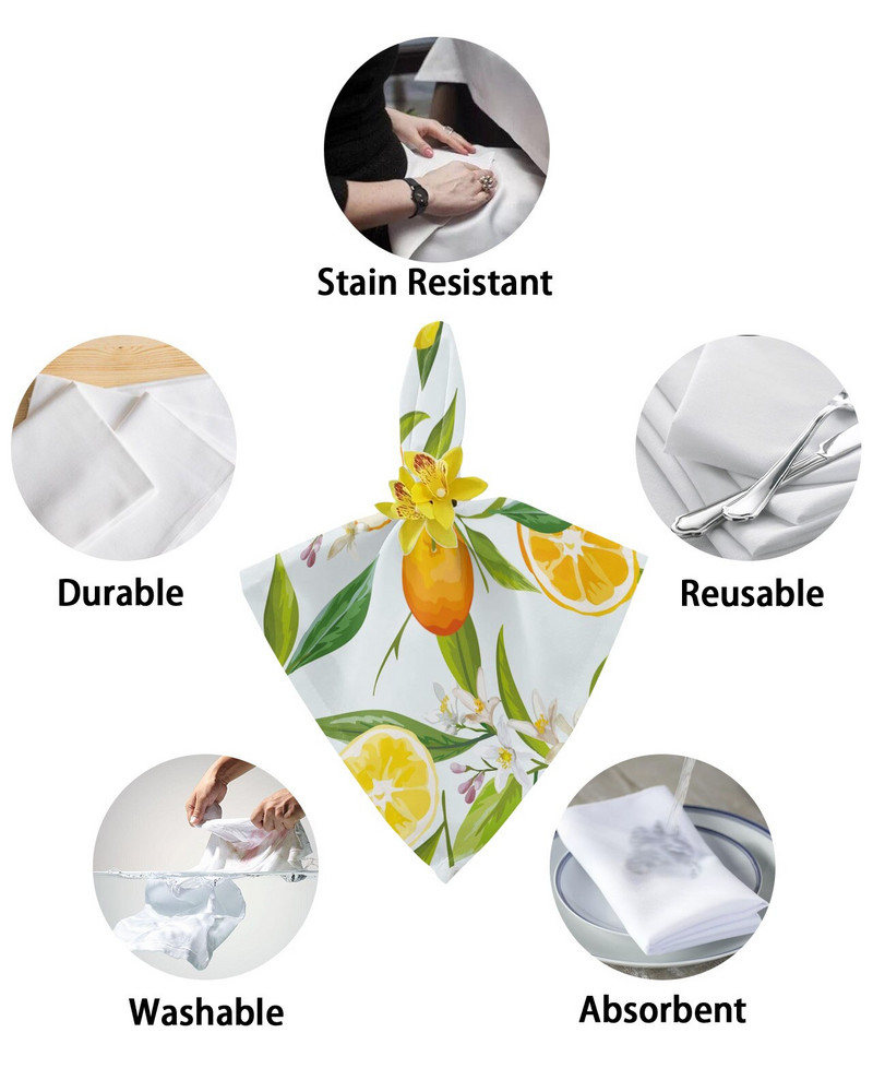 Citrinų žiedų lapų vaisių stalo servetėlių audinio rinkinys Vestuvių vakarėlis Servetėlė Nosinaitė Restorano reikmenys Kalėdinės servetėlės