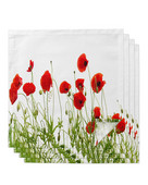 Câmp de mac, flori roșii, set de pânză pentru șervețele de masă albe, șervețele pentru petrecere de nuntă, batistă, consumabile pentru restaurante, șervețele de Crăciun