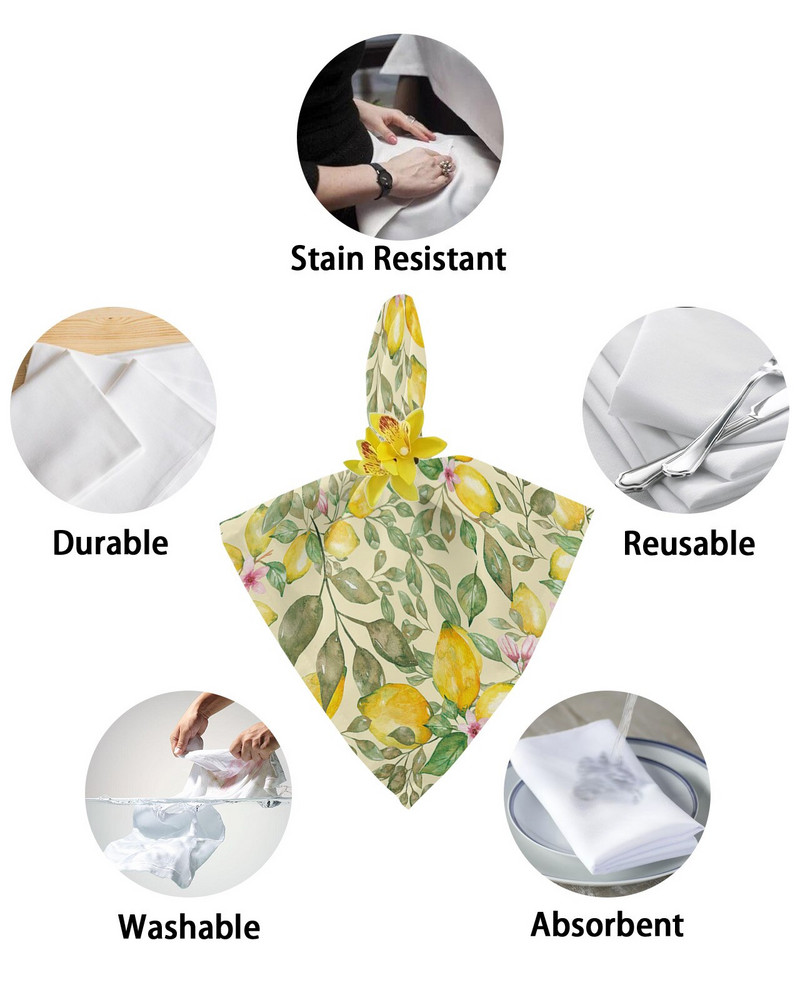 Acuarelă, roz lămâie, flori de masă, set de șervețele de masă șervețele pentru petrecere, nuntă, cârpă de masă, șervețele de bucătărie