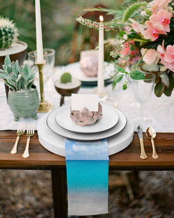 Ocean Sea Water Blue Sky Clouds Scenery Τραπέζι πετσέτα υφασμάτινο σετ χαρτοπετσέτα για πάρτι Τραπέζι γάμου Πανί κουζίνας πετσέτες δείπνου