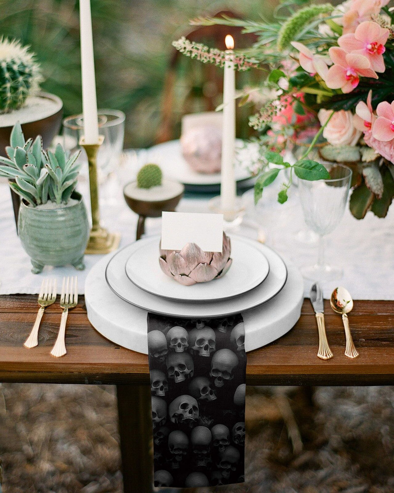 Zidna lubanja Skull Horror Stolni set salveta Salvete za vjenčanje Maramice Potrepštine restorana Božićne salvete