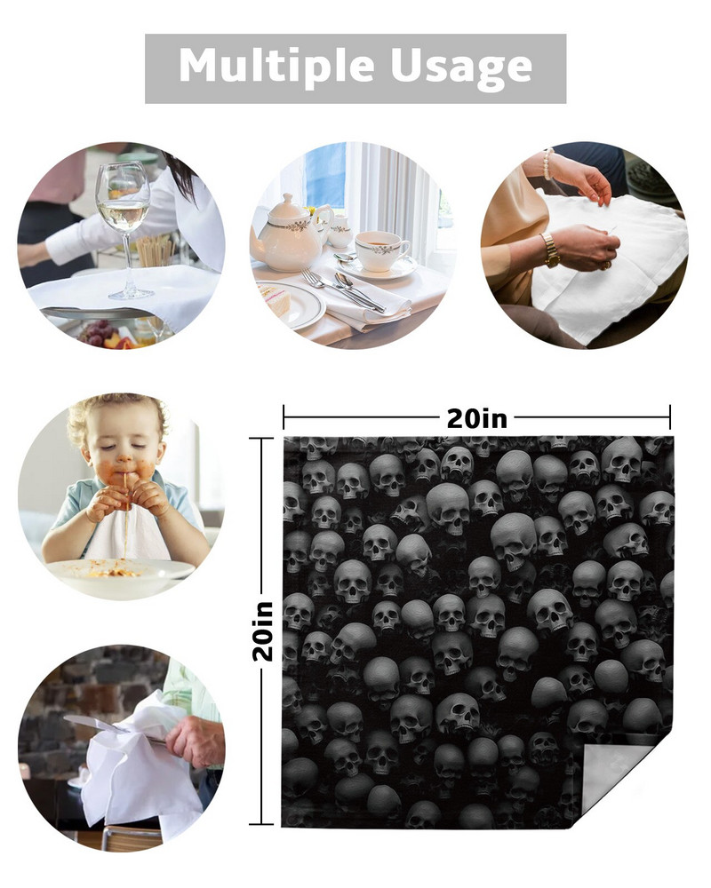 Zidna lubanja Skull Horror Stolni set salveta Salvete za vjenčanje Maramice Potrepštine restorana Božićne salvete