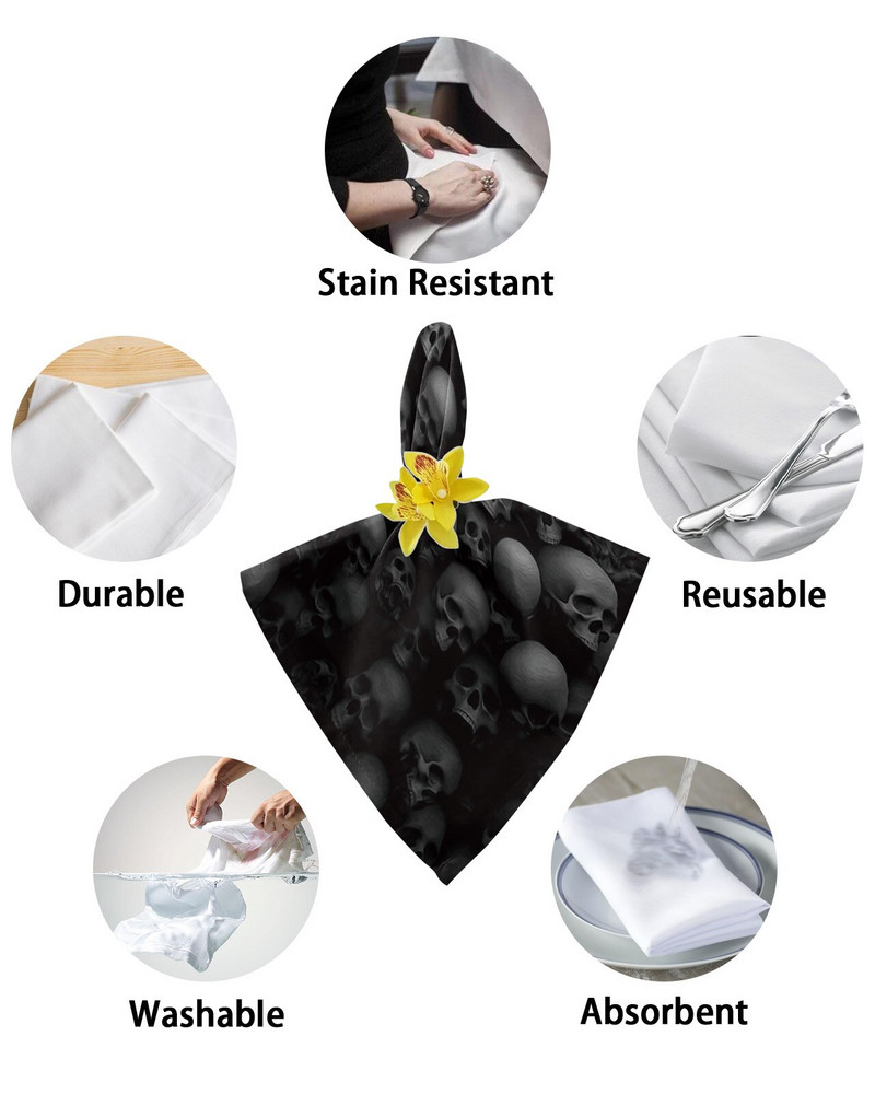 Zidna lubanja Skull Horror Stolni set salveta Salvete za vjenčanje Maramice Potrepštine restorana Božićne salvete