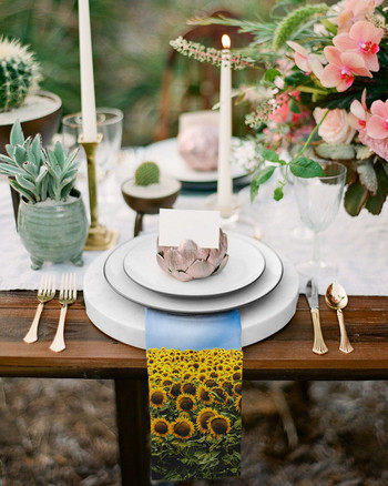 Φάρμα Sunflower Flower Field Τραπέζι υφασμάτινο σετ χαρτοπετσέτας γάμου πετσέτα μαντήλι προμήθειες εστιατορίου Χριστουγεννιάτικες χαρτοπετσέτες