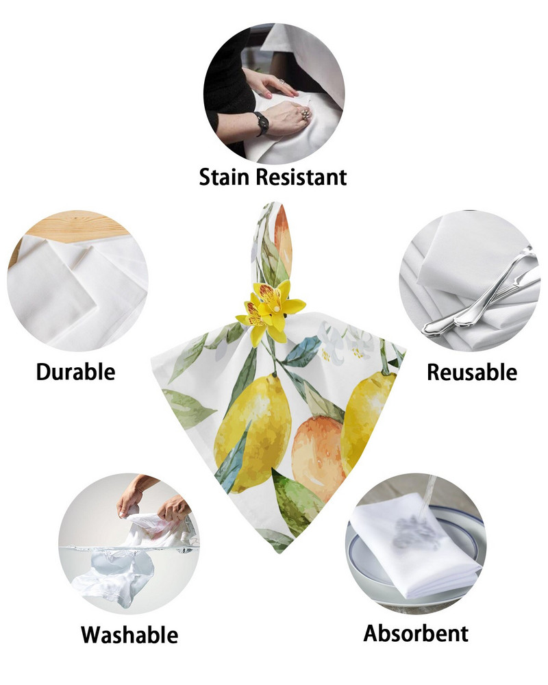 Grapefruit, frunze de lămâie, pictură în acuarelă, set de șervețele de masă șervețele pentru petrecere, nuntă, cârpă de masă, șervețele de bucătărie