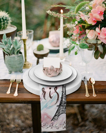 Айфелова желязна вратовръзка Розов комплект салфетки за маса Салфетки за парти Сватбена маса Покривки Кухненски салфетки за вечеря