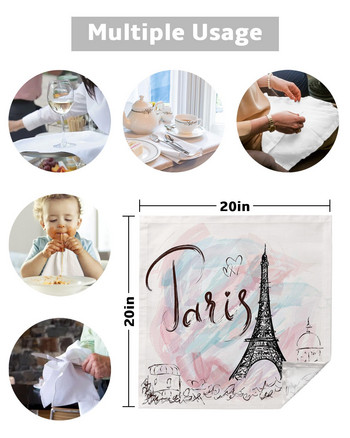 Eiffel Iron Tie Ροζ Τραπεζοπετσέτα Πανί Σετ Χαρτοπετσέτα για πάρτι Τραπέζι Γάμου Πεζοπετσέτες τραπεζιού κουζίνας
