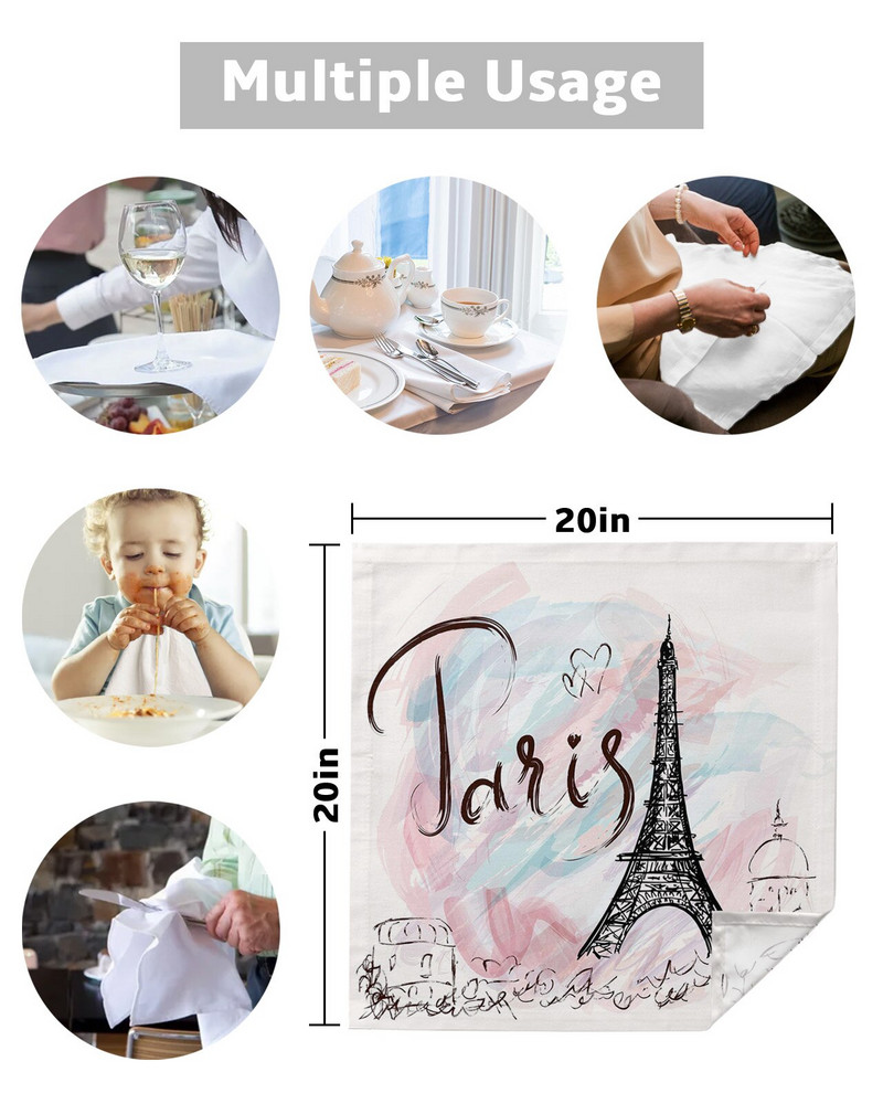 Eiffelova željezna kravata Ružičasti set salveta za stol Salvete za zabavu Vjenčanje Stolnjak Kuhinjske salvete za večeru