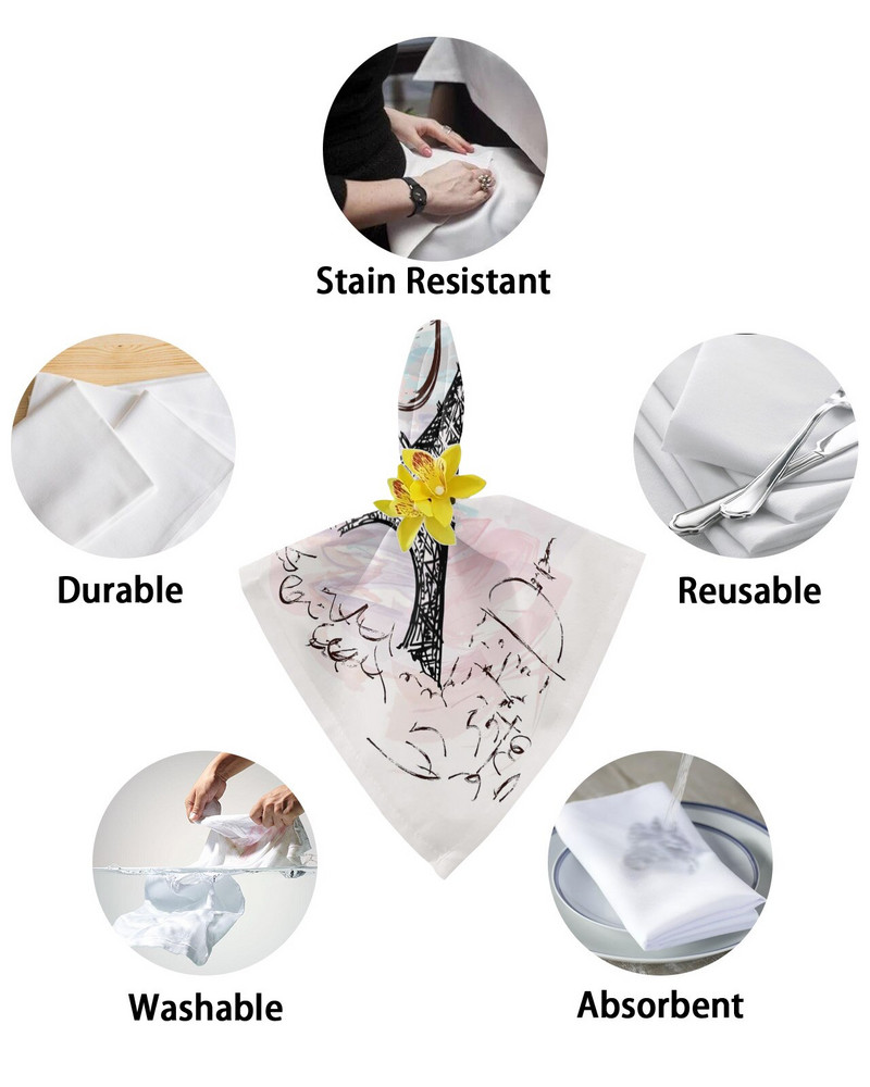 Eiffelova željezna kravata Ružičasti set salveta za stol Salvete za zabavu Vjenčanje Stolnjak Kuhinjske salvete za večeru