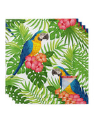 Papagáj virágok zöld trópusi növény levelek asztali szalvéta ruhakészlet szalvéta esküvői esküvői asztalterítő konyhai vacsora szalvéták