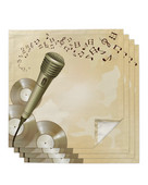 Mikrofón, hudobný symbol noty, obrúsky, sada obrúskov na párty, svadobné obrusy, kuchynské obrúsky, večerné obrúsky