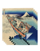 Japonské obrúsky s motívom hory Fuji, loď, sada obrúskov, obrúsky na párty, svadobné obrusy, kuchynské obrúsky, večere