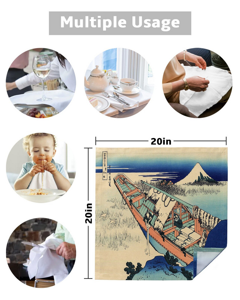 Japonské obrúsky s motívom hory Fuji, loď, sada obrúskov, obrúsky na párty, svadobné obrusy, kuchynské obrúsky, večere