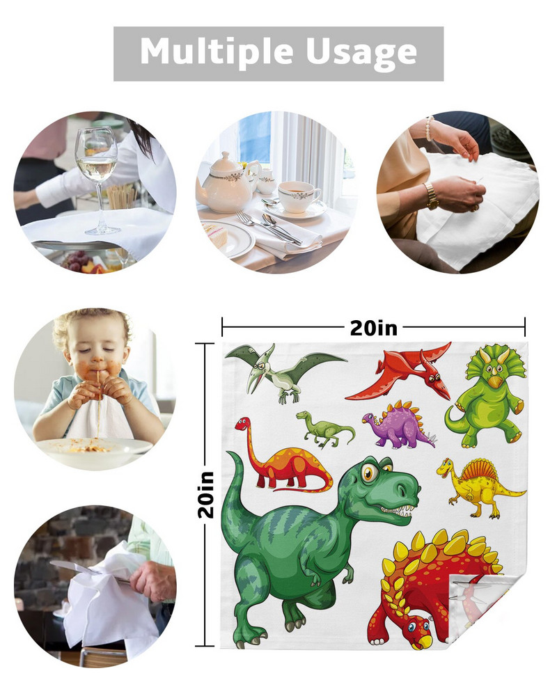 Sada obrúskov s kreslenými zvieratami a dinosaurami, obrúsky na párty, svadobné obrusy, kuchynské obrúsky, večere