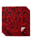 Raudonos rožės gėlių sieninis staliukas servetėlių audinio rinkinys Vestuvių vakarėliui Servetėlė Nosinaitė Restorano reikmenys Kalėdinės servetėlės