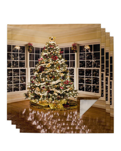 Χριστουγεννιάτικο Δέντρο Φωτάκια Χριστουγεννιάτικο Θέμα Τραπέζι υφασμάτινο σετ χαρτοπετσέτας γάμου πετσέτες εστιατορίου Προμήθειες Χριστουγεννιάτικες χαρτοπετσέτες
