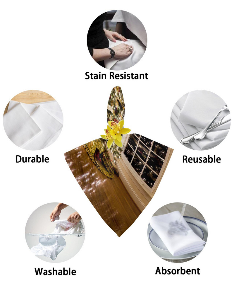 Karácsonyfa fényei Karácsonyi témájú asztali szalvéta kendőkészlet Esküvői parti szalvéta Étterem kellékei Karácsonyi szalvéták