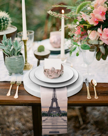 Eiffel Tower Building Scenery Scenery Table Pinkin Set Pelpπετσέτα για πάρτι Τραπέζι γάμου Τραπεζοπετσέτες κουζίνας για δείπνο