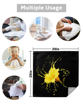 Yellow Flowers Paint Επιτραπέζια χαρτοπετσέτα υφασμάτινο σετ χαρτοπετσέτα για πάρτι Τραπέζι γάμου Πανί κουζίνας χαρτοπετσέτες δείπνου