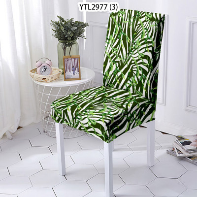 Növényi stílusú székhuzat sztreccs huzat Levehető székhuzat Elasztikus étkező székhuzatok bambusz nyomtatással szennyeződésmentes ülés