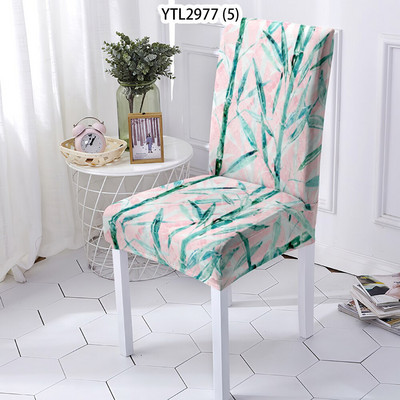 Növényi stílusú székhuzat sztreccs huzat Levehető székhuzat Elasztikus étkező székhuzatok bambusz nyomtatással szennyeződésmentes ülés