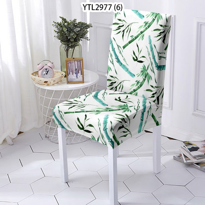 Növényi stílusú székhuzat sztreccs huzat Levehető székhuzat Elasztikus étkező székhuzatok bambusz nyomtatással szennyeződésmentes ülés
