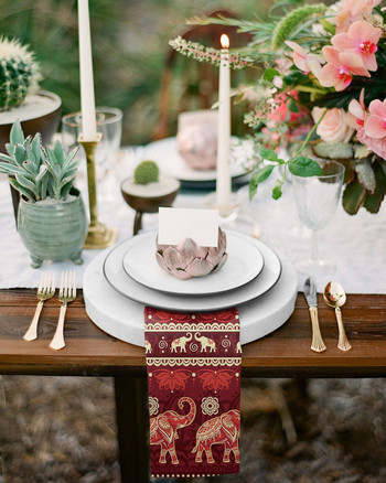 India Animal Elephant Flower Τραπέζι υφασμάτινο σετ χαρτοπετσέτας γάμου μαντήλι μαντήλι εστιατορίου Προμήθειες Χριστουγεννιάτικες χαρτοπετσέτες