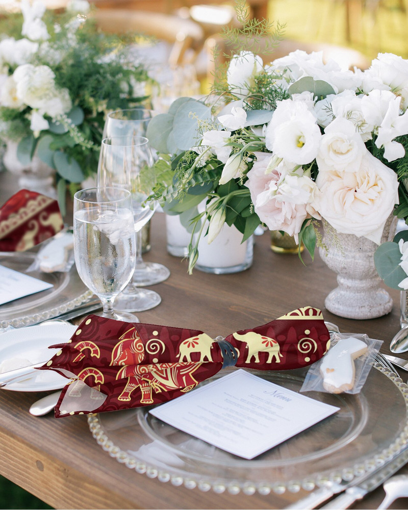 Indija Životinja Slon Cvijet Stolni set salveta Salvete za vjenčanje Maramice Potrepštine restorana Božićne salvete