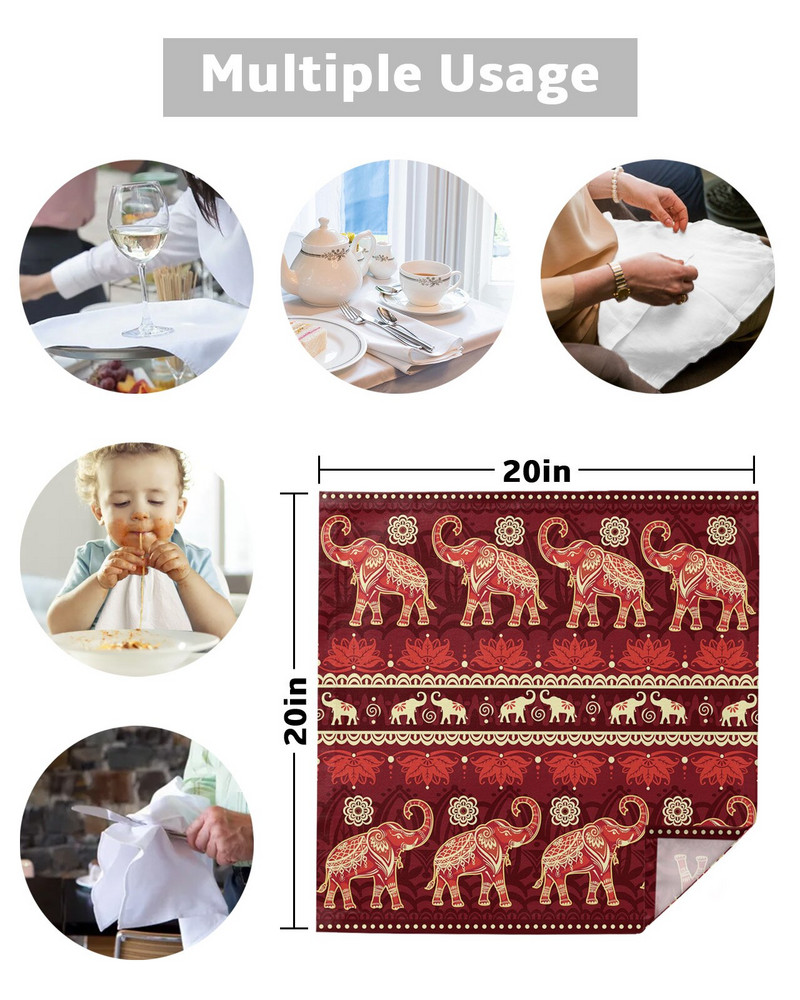 Indija Životinja Slon Cvijet Stolni set salveta Salvete za vjenčanje Maramice Potrepštine restorana Božićne salvete