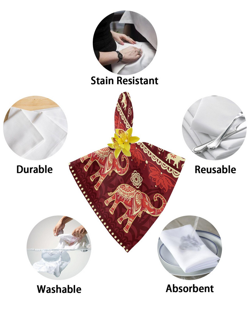 Indija Životinja Slon Cvijet Stolni set salveta Salvete za vjenčanje Maramice Potrepštine restorana Božićne salvete