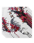 Piešimas rašalu žvirblio slyvų žiedų stalo servetėlių rinkinys Vestuvių vakarėliui servetėlės Restorano reikmenys Kalėdinės servetėlės