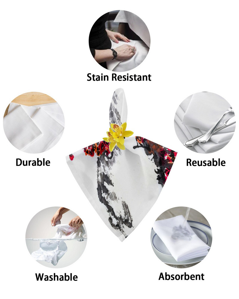 Piešimas rašalu žvirblio slyvų žiedų stalo servetėlių rinkinys Vestuvių vakarėliui servetėlės Restorano reikmenys Kalėdinės servetėlės