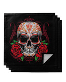 Set de pânză pentru șervețele de masă cu flori de trandafir cu craniu, șervețele pentru petrecere de nuntă, batistă, consumabile pentru restaurante, șervețele de Crăciun