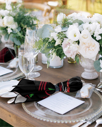 Череп, роза, цвете, комплект салфетки за маса, салфетки за сватбено парти, кърпичка, консумативи за ресторант, коледни салфетки