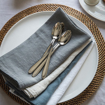 Висококачествени 100% ленени салфетки Ресторант Сватбена вечеря Едноцветен плат Чист лен Класическа персонализирана домашна салфетка за маса