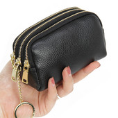 Portofel mic din piele ecologica cu trei compartimente si breloc
